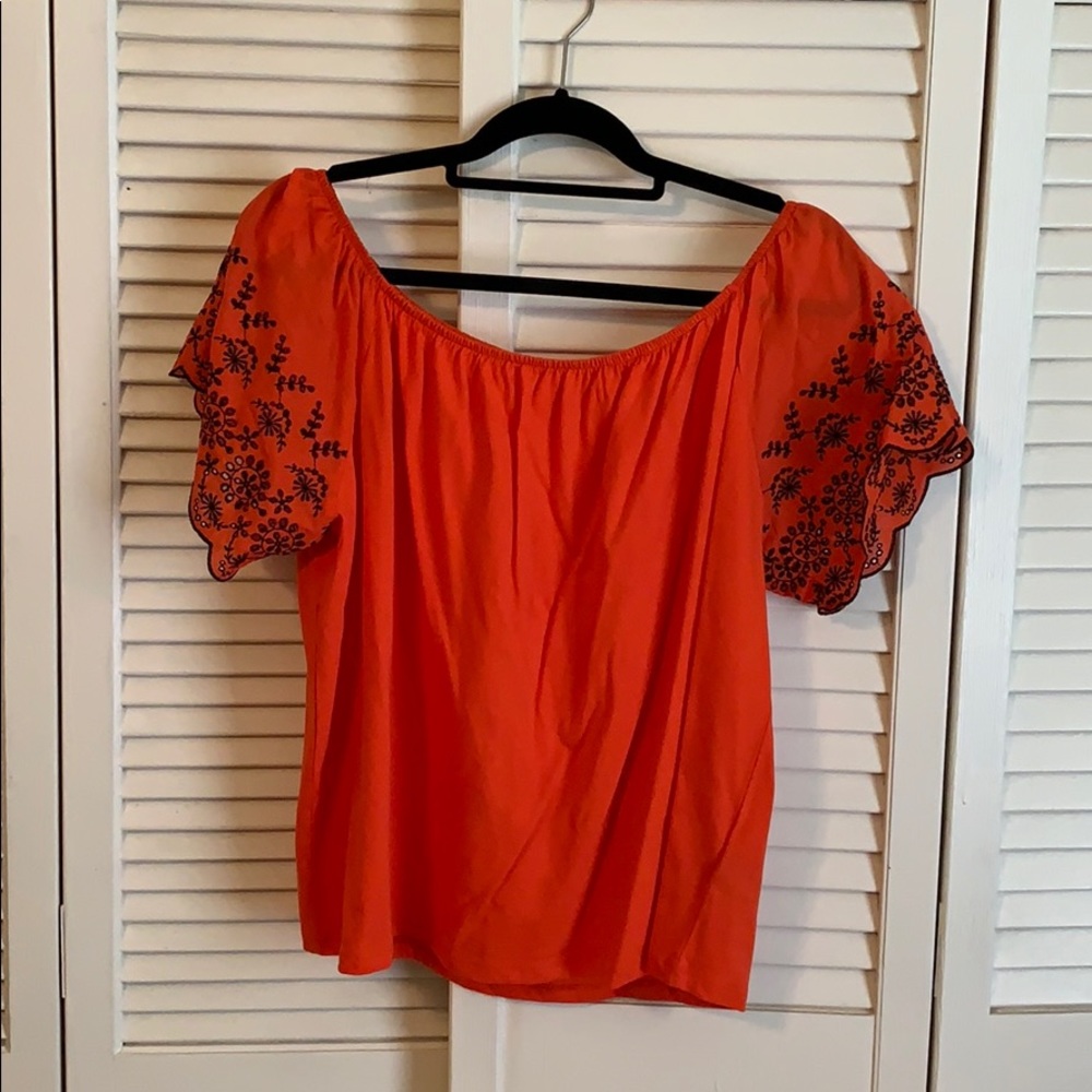 H&M orange off the shoulder blouse